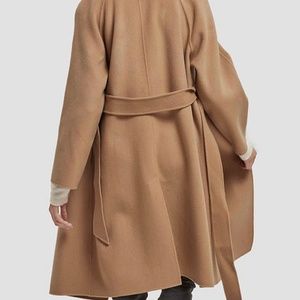100% Wool Belted Wrap Coat - Camel, XS